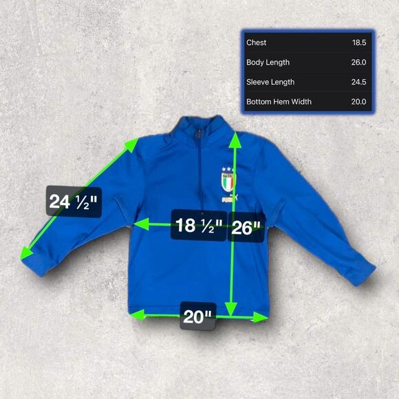 ★ Puma x Italy Flag (2004-2006) Blue 1/4 Zip Soccer Training Jacket ★ - Picture 5 of 8
